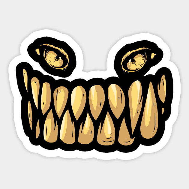 Golden Teeth Eyes Sticker by positivedesigners